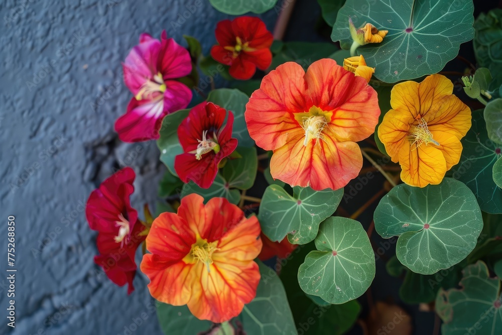 Beautiful flowers of nasturtiums. Beautiful flowers of nasturtiums.