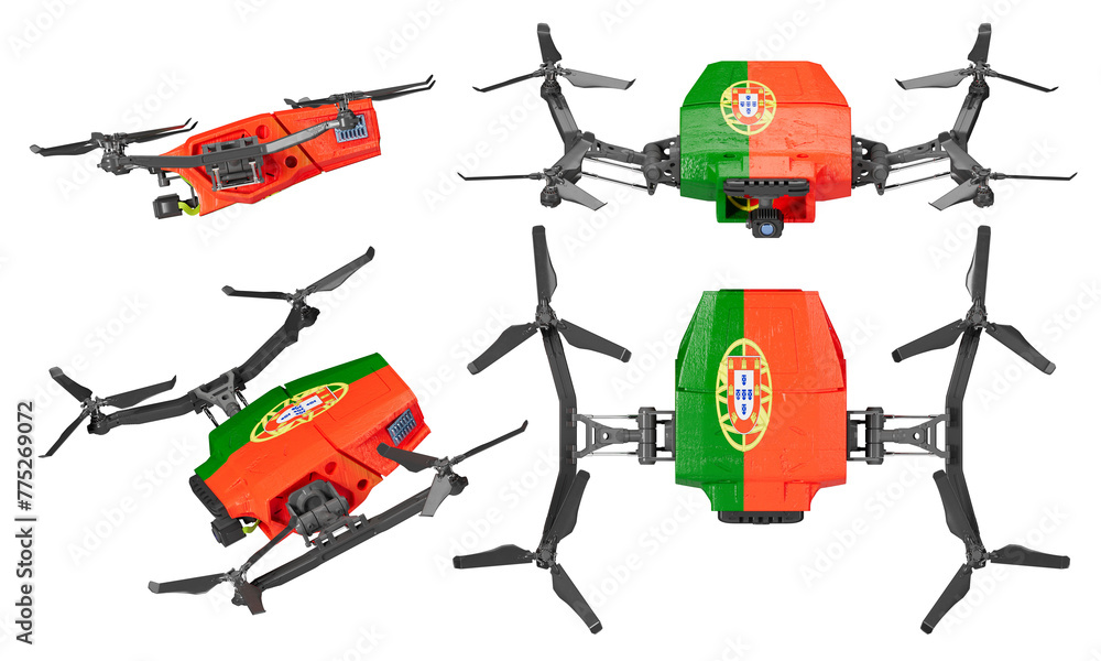 Drones Showcasing Portuguese Flag Soaring Through the Dark Skies Drones Showcasing Portuguese Flag Soaring Through the Dark Skies