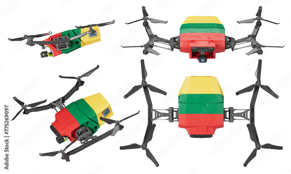 Drones with Lithuanian Flag Colors in Night Flight Formation Drones with Lithuanian Flag Colors in Night Flight Formation