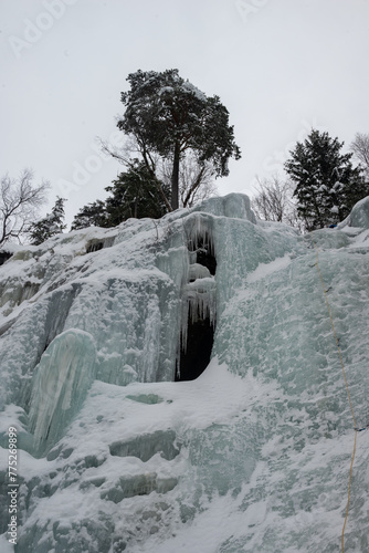 Close-Up of Icefall for Ice Climbing in Rjukan, Norway