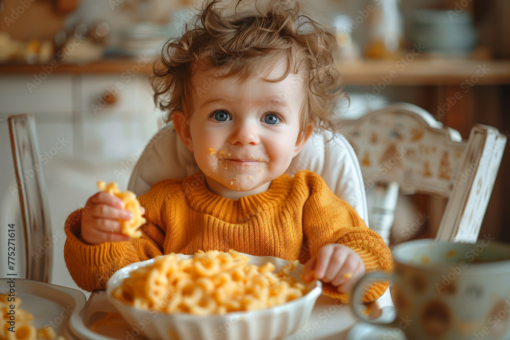 Little boy having cereal for breakfast Little boy having cereal for breakfast