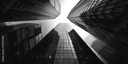 A monochromatic image showcasing tall buildings. Ideal for urban design projects