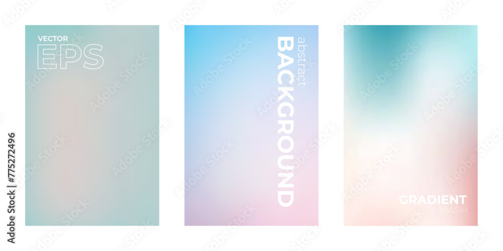 Soft Pastel Colors Gradient Background Set for Graphic Design