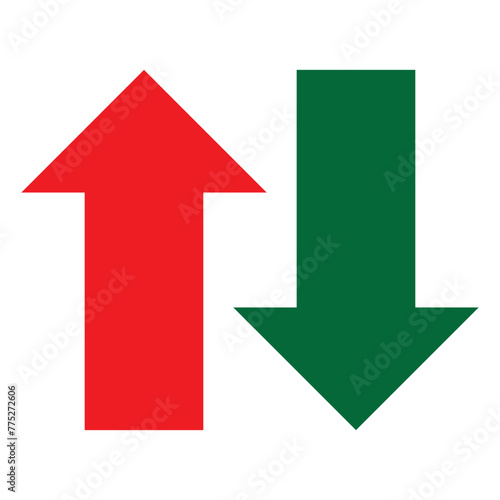 Up and down arrow vector isolated. Green down and red down up vector illustration. 11:11
