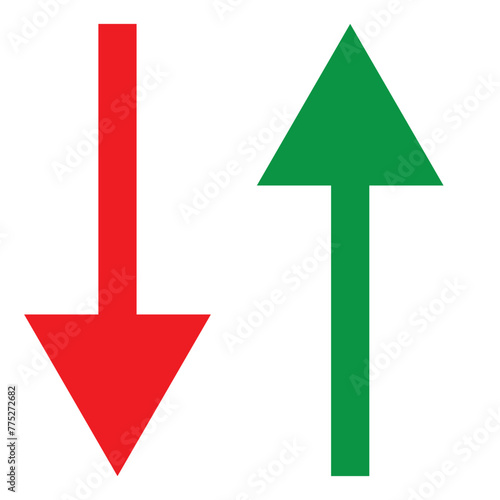 Green up and red down arrows. arrow icons set.
