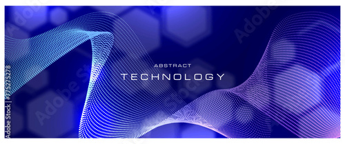 Digital technology background. Abstract background with dynamic wave of particles.