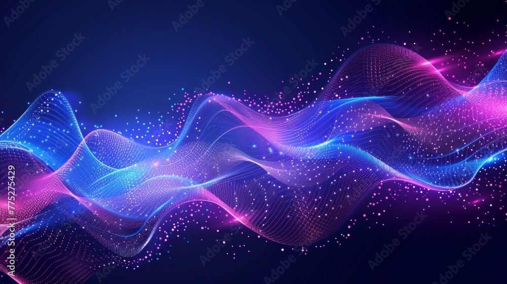 A colorful abstract background with waves and lights, AI