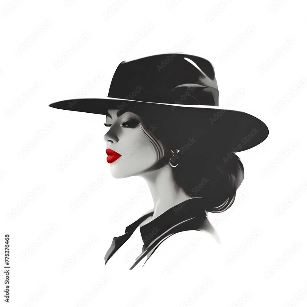 elegant woman wearing hat - black and white stylized portrait of a beautiful girl with long hair.
elegant woman wearing hat - black and white stylized portrait of a beautiful girl with long hair.