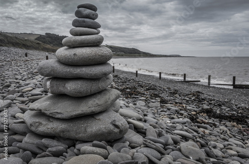 stack of stones on a welsh beach