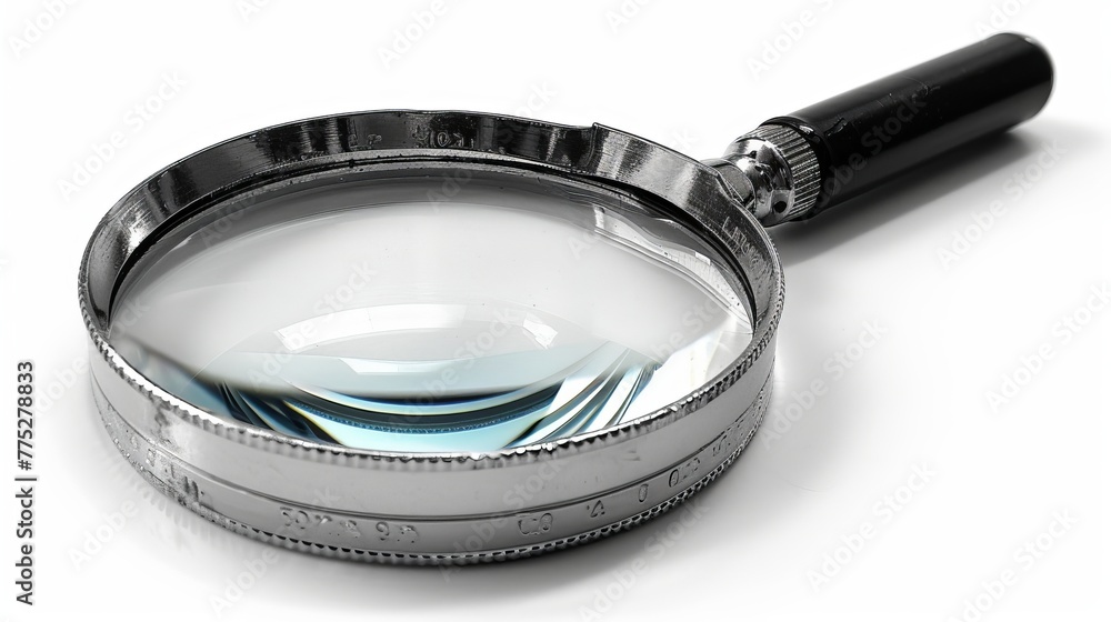 Black and silver magnifying glass isolated on a white background. Black and silver magnifying glass isolated on a white background.