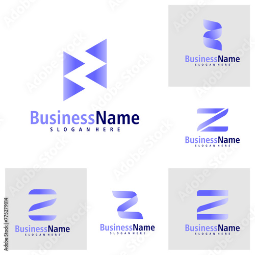 Set of Letter Z logo design vector. Creative Initial Z logo concepts template