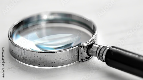 Black and silver magnifying glass isolated on a white background. photo