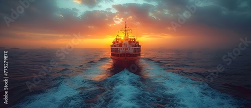 Migrant vessel in Mediterranean Sea with people aboard representing the European migrant crisis and illegal immigration. Concept European Migrant Crisis, Mediterranean Sea, Migrant Vessel photo