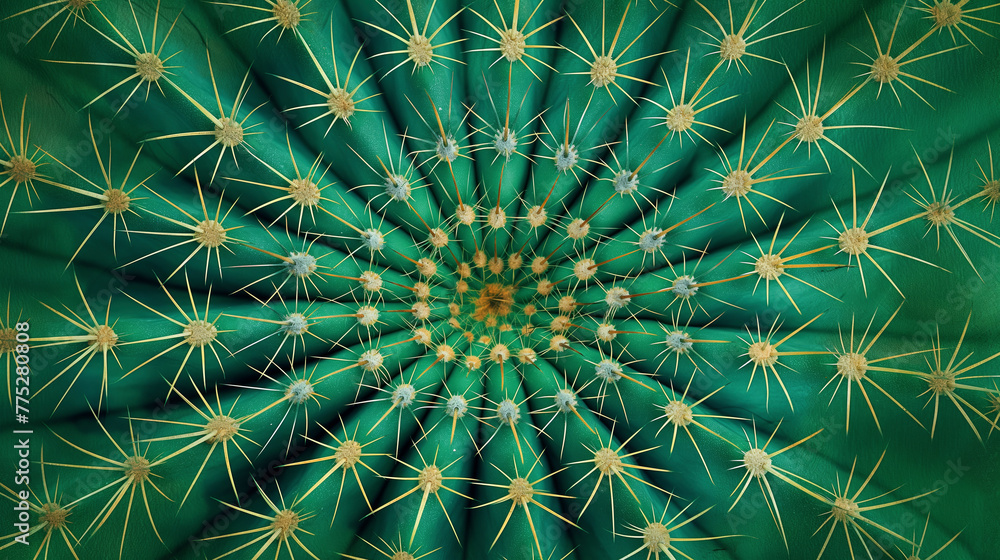 Green and gold abstract kaleidoscopic pattern.