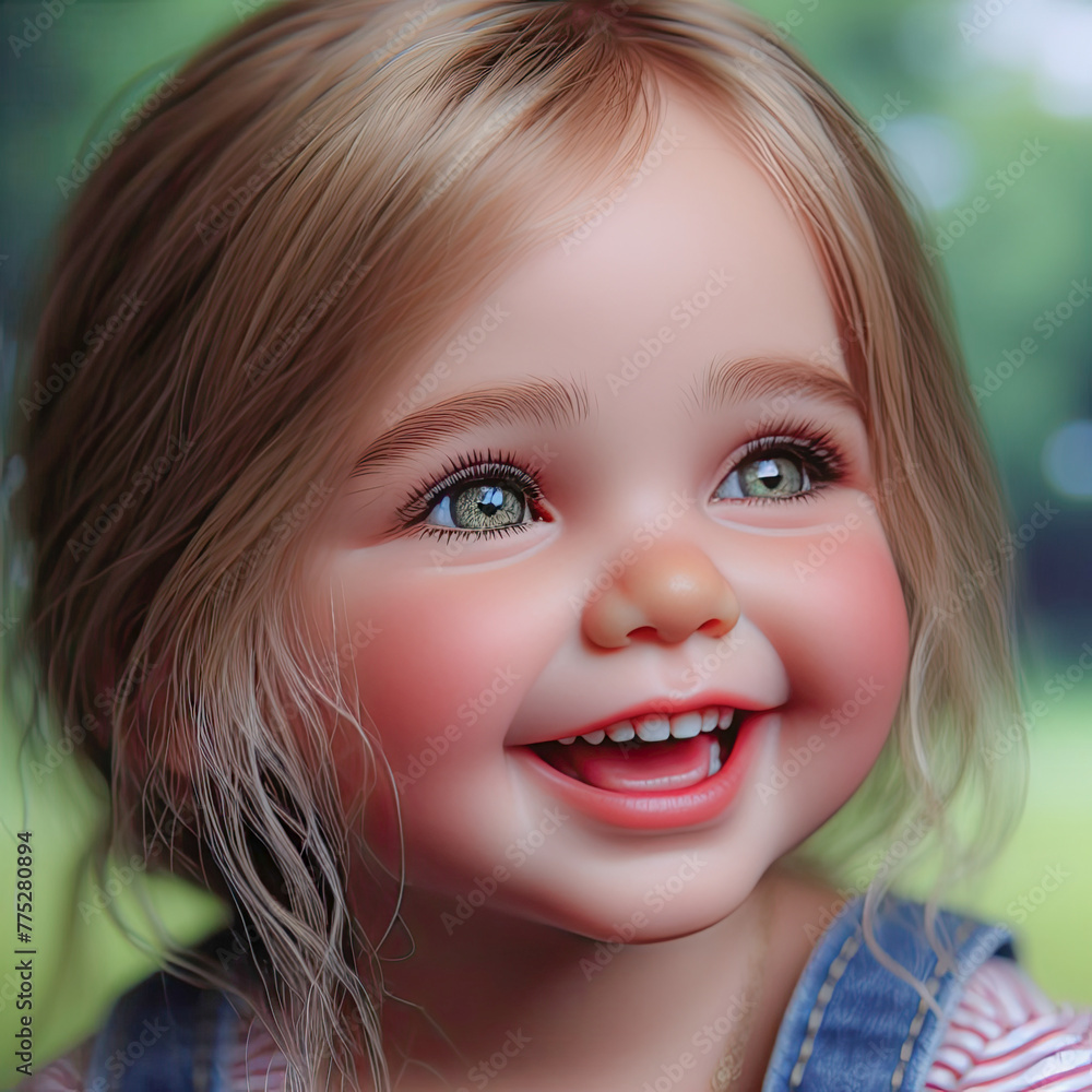 A cheerful little girl with green eyes, a sweet child A cheerful little girl with green eyes, a sweet child