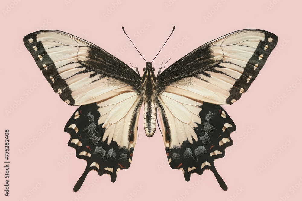 Fototapeta premium beautiful elegant butterfly isolated on pink background