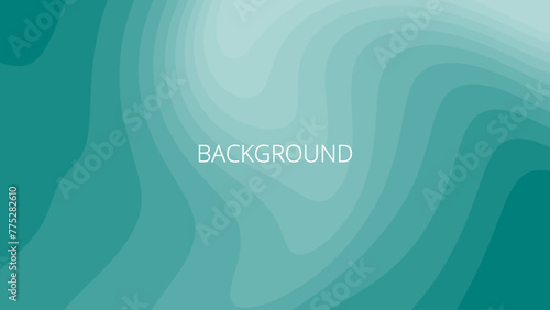 Teal green abstract background with sharp wavy lines and gradient transition, dynamic swirl shape. Inclined bends	