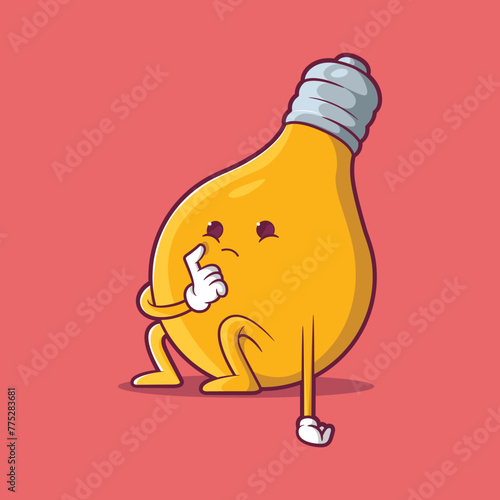 Light Bulb character thinking vector illustration. Education, ideas, imagination design concepts. (ID: 775283681)