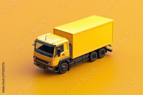 Bright yellow truck on a matching yellow background, perfect for transportation themes