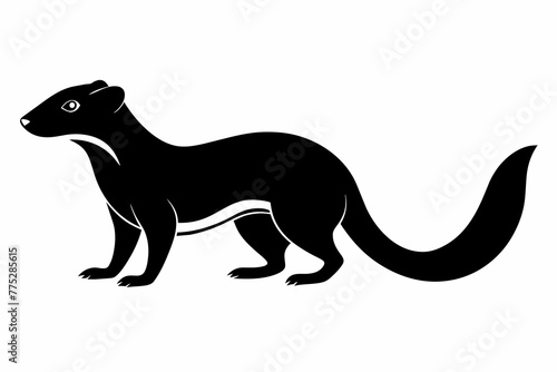 Simple   mongoose  silhouette black vector illustration   on white  background