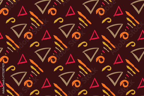 Hand drawn abstract seamless pattern, ethnic background, simple style, great for textiles, banners, wallpapers