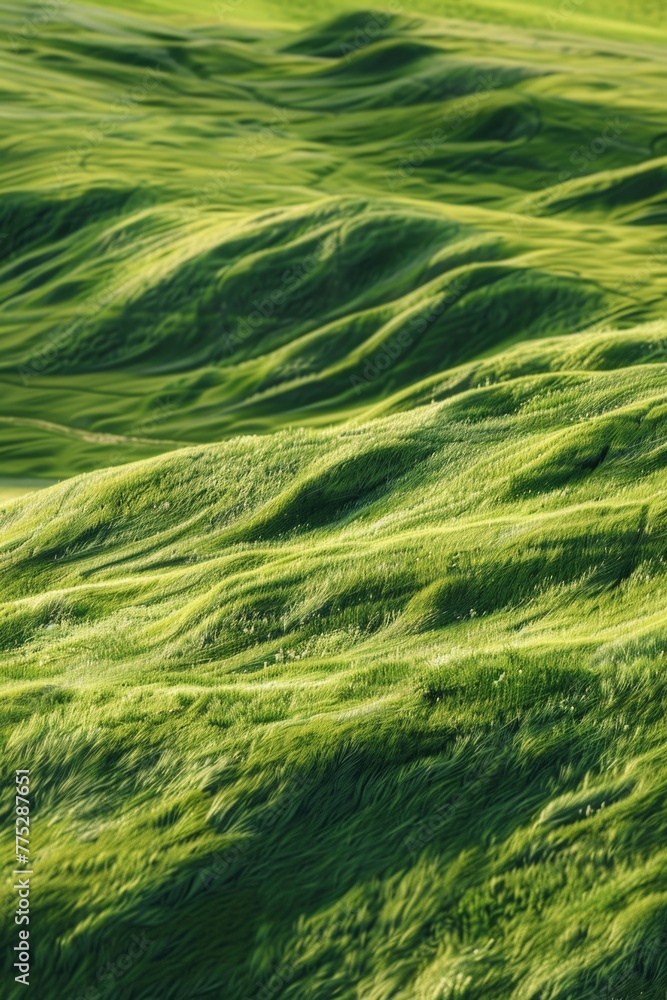 A field of green grass blowing in the wind, perfect for nature concepts A field of green grass blowing in the wind, perfect for nature concepts