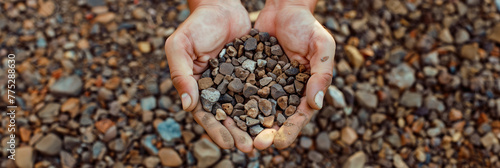 Open hands holding a selection of colorful pebbles, conveying themes of nature's offerings and human connection