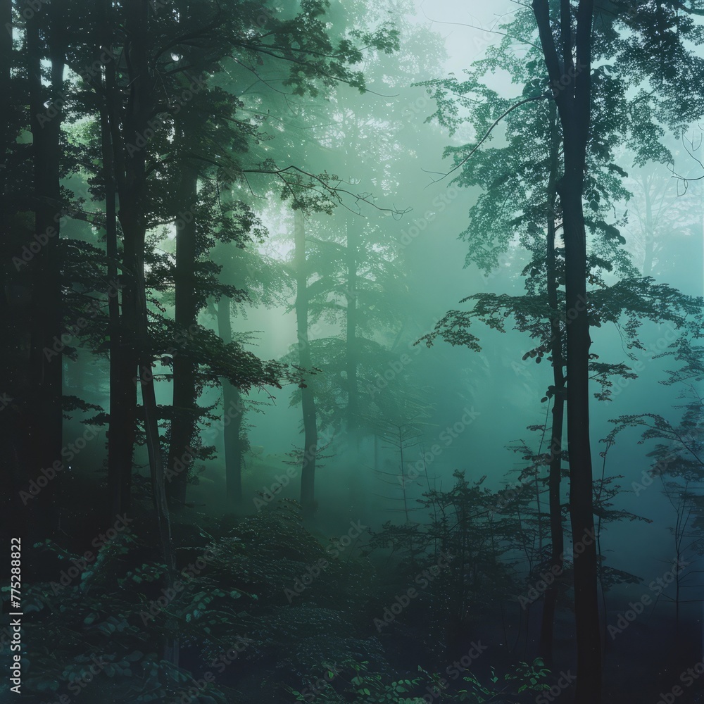 Obraz premium fog in the forest landscape.