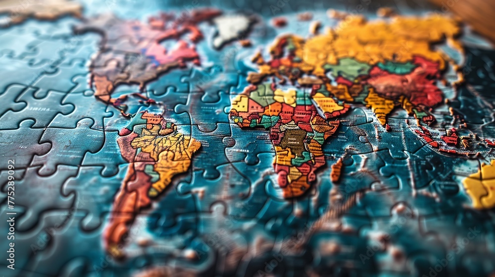 Depicting the concept of a global network, pieces of a jigsaw puzzle are shown. Depicting the concept of a global network, pieces of a jigsaw puzzle are shown.