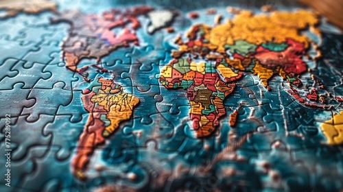 Depicting the concept of a global network, pieces of a jigsaw puzzle are shown.