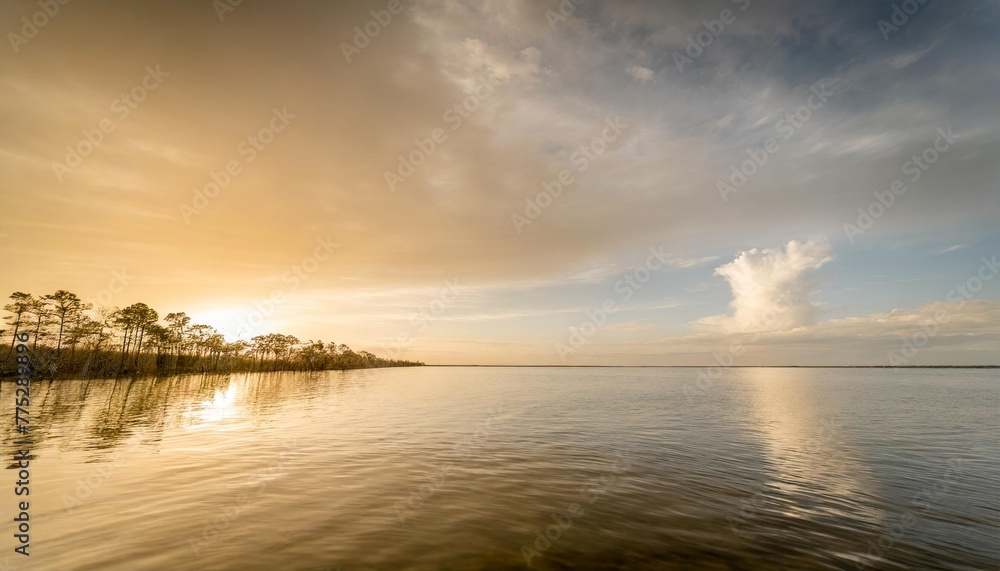 sunset over waters of lake okeechobee florida