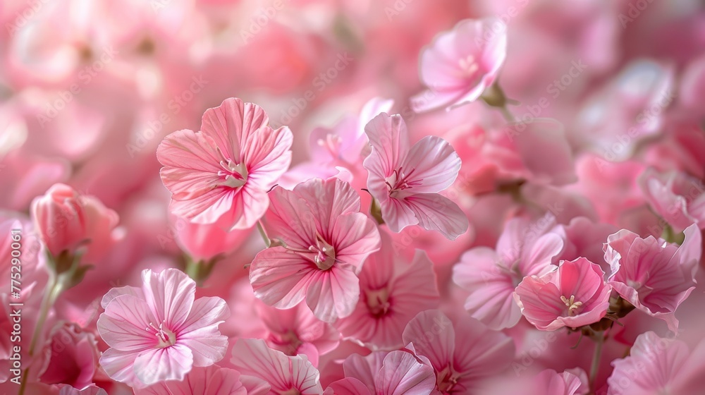   A cluster of pink flowers is central to a photo of pink blossoms, surrounded by more pink petals