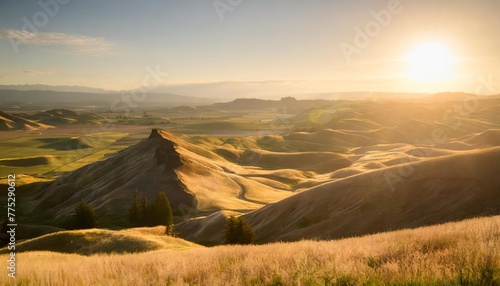 high angle view of rolling landscape steptoe butte state park washington state usa photo