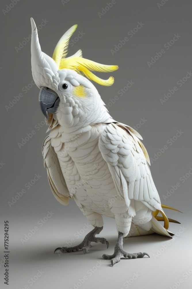 A beautiful white bird with unique yellow feathers. Perfect for nature-themed projects