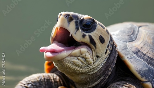 a-turtle-with-its-tongue-sticking-out-tasting-the-upscaled_2 photo