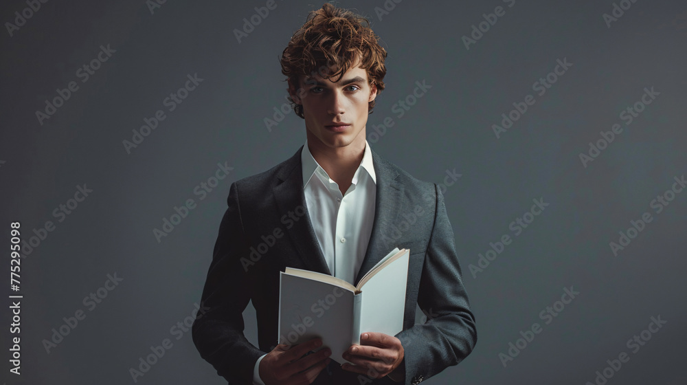 man holding a book with white cover in his hands man holding a book with white cover in his hands