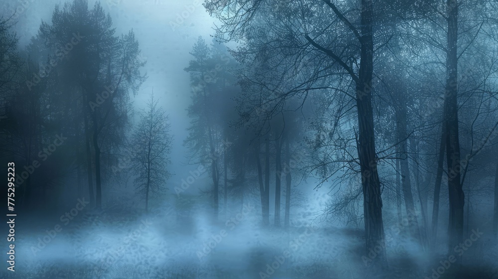 fog in the forest landscape. fog in the forest landscape.
