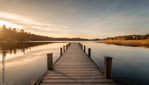 a wooden path to calm lake landscape nature photo minimal wallpaper