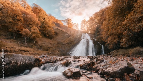 waterfall in autumn generated ai