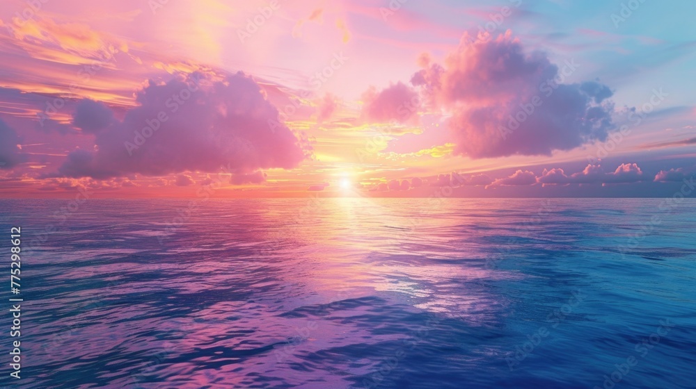 A beautiful sunset scene over the ocean, perfect for travel or nature concepts