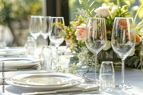 Wedding Table Setting With Flowers