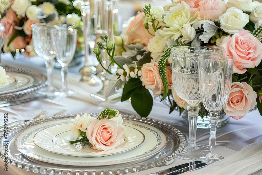 Fototapeta premium Table Set For A Wedding Reception 