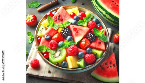 Ein bunter Teller voller Früchte