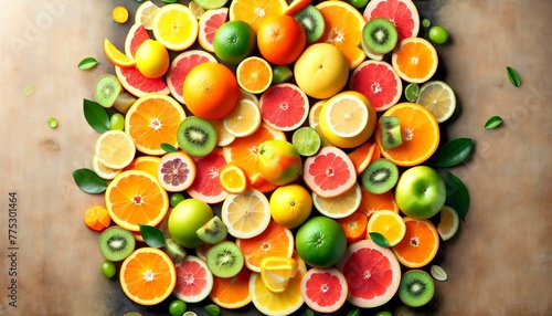 Ein Tisch voller Citrusfrüchte