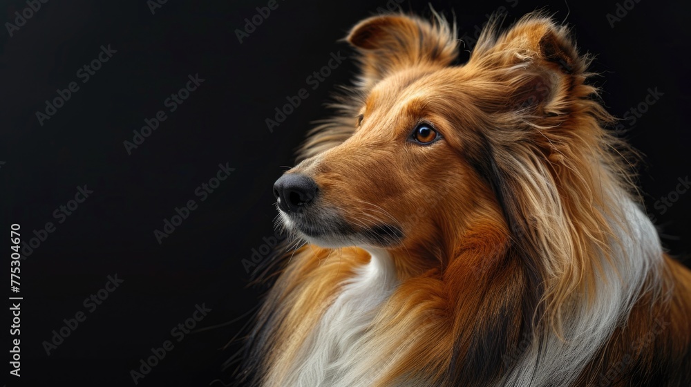 Close up of a dog on a black background. Perfect for pet lovers or animal-related projects