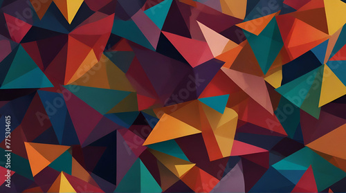 Abstract Tape Art Extravaganza Geometric Triangles Bursting with Vibrant Colors For Background and Wallpaper .Generative AI