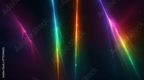 Abstract sparkling colorful light rays background glow .Generative AI 
