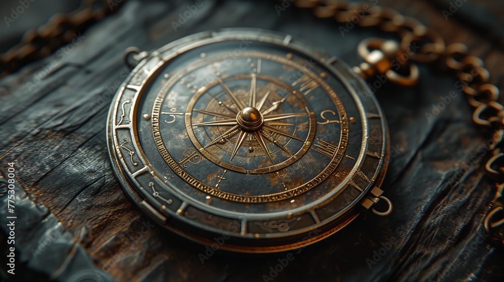 Macro shot of ancient locket with mystical runes, a glimpse into the celestial beyond Macro shot of ancient locket with mystical runes, a glimpse into the celestial beyond