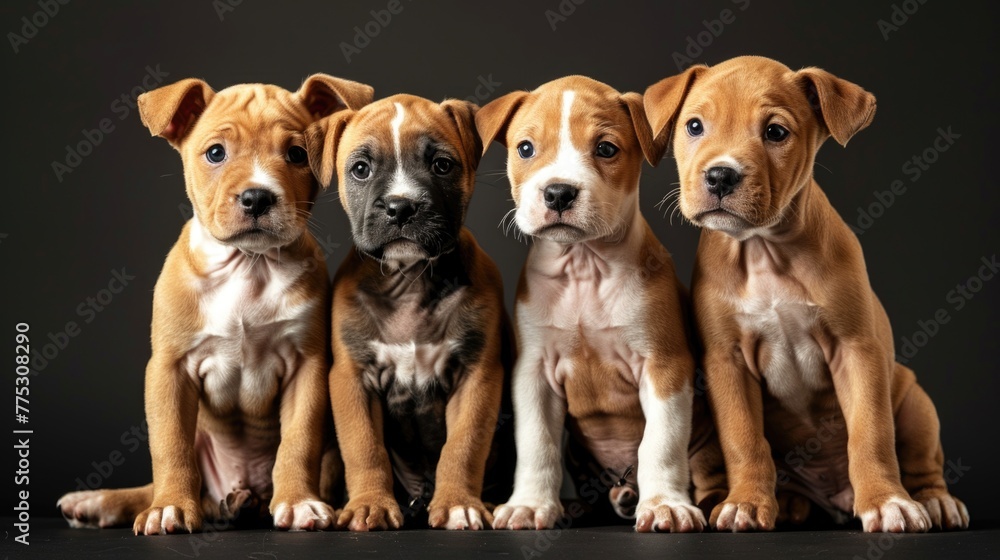 Three cute puppies sitting in a row, perfect for pet-related projects