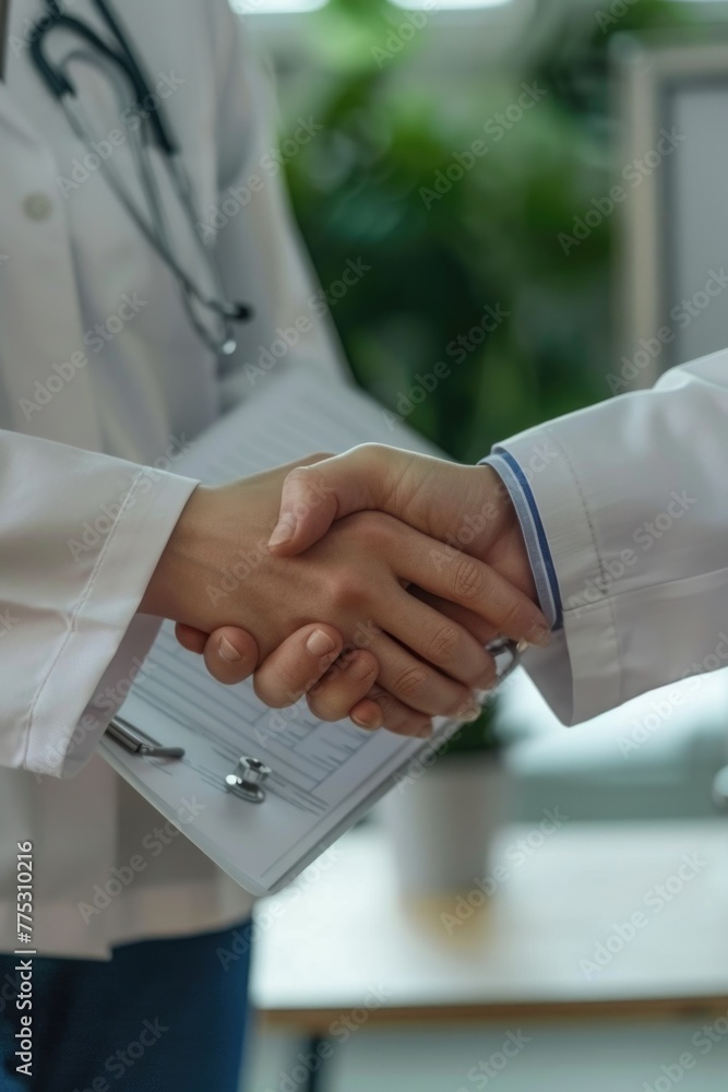 Fototapeta premium Two people shaking hands, suitable for business concepts